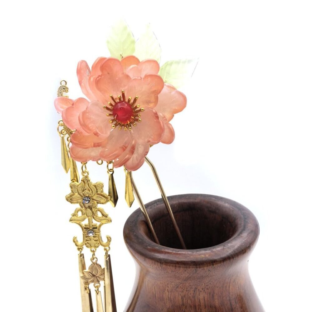 Gorgeous Floral Hairpin with Japanese Gold Accents